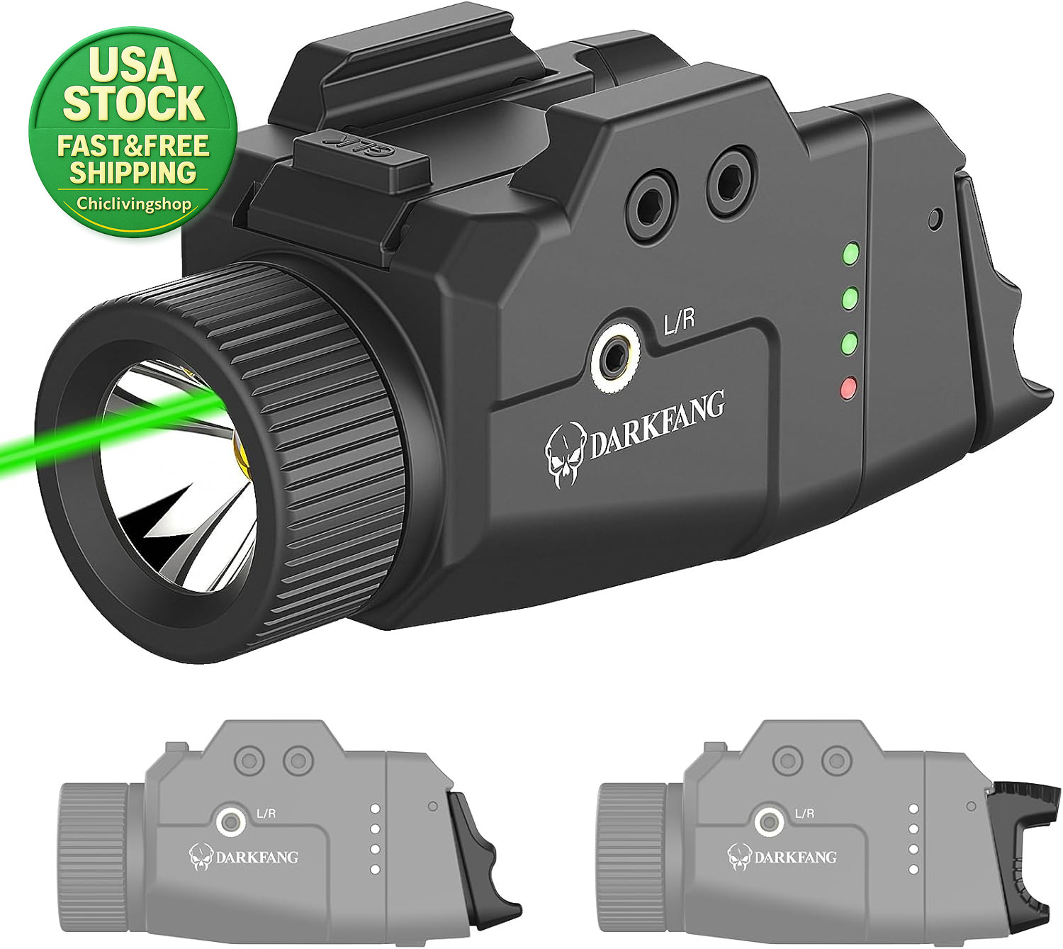 1000 Lumen Tactical Weapon Light Laser Combo for Glock Picatinny Rail