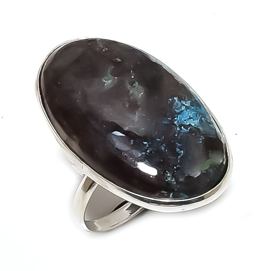 Natural Larvikite Gemstone Handmade 925 Sterling Silver Jewelry Ring Size 7 w346