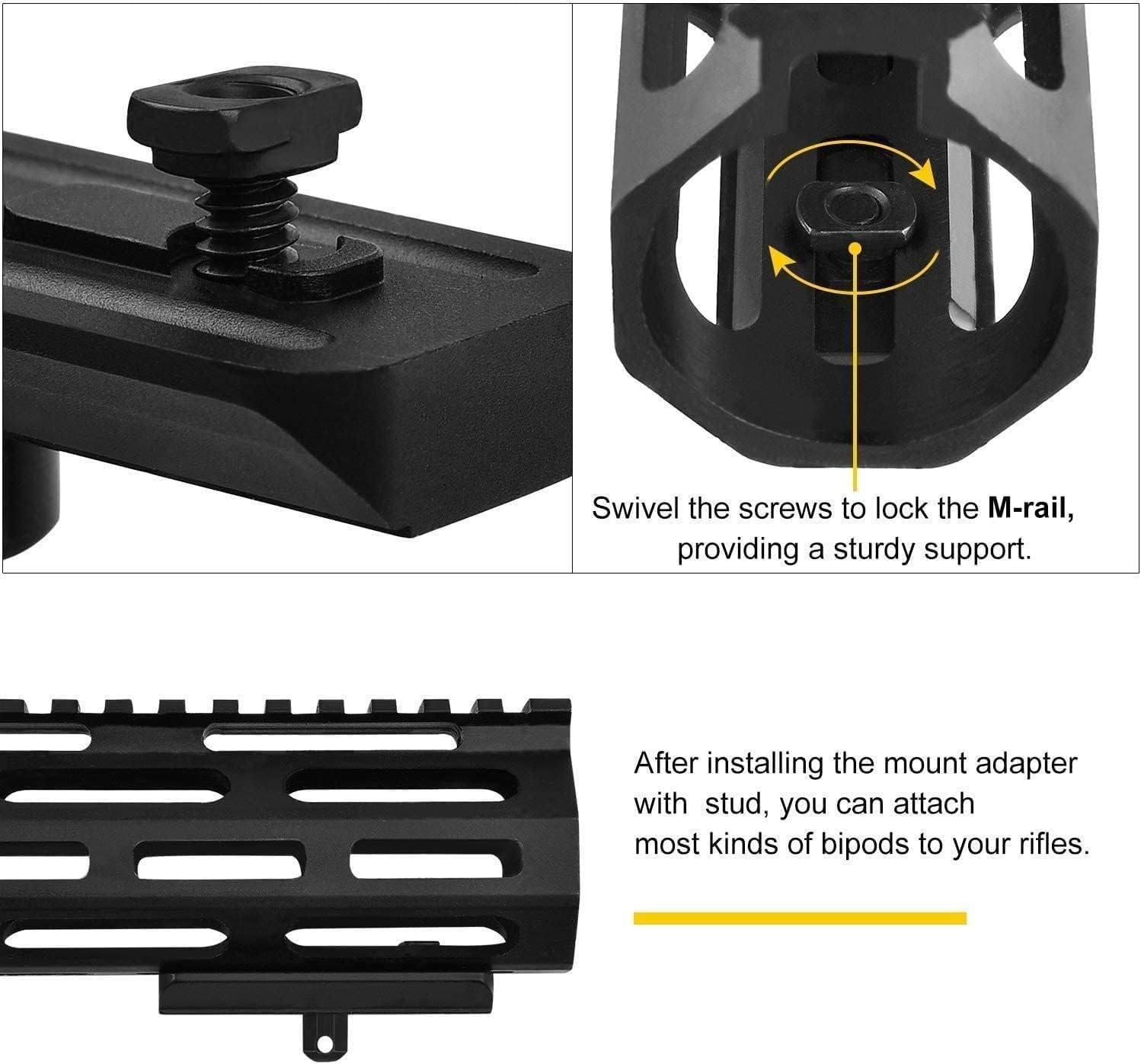 Compact M-Rail Bipod Adapter with Aluminum Build and User-Friendly Installation