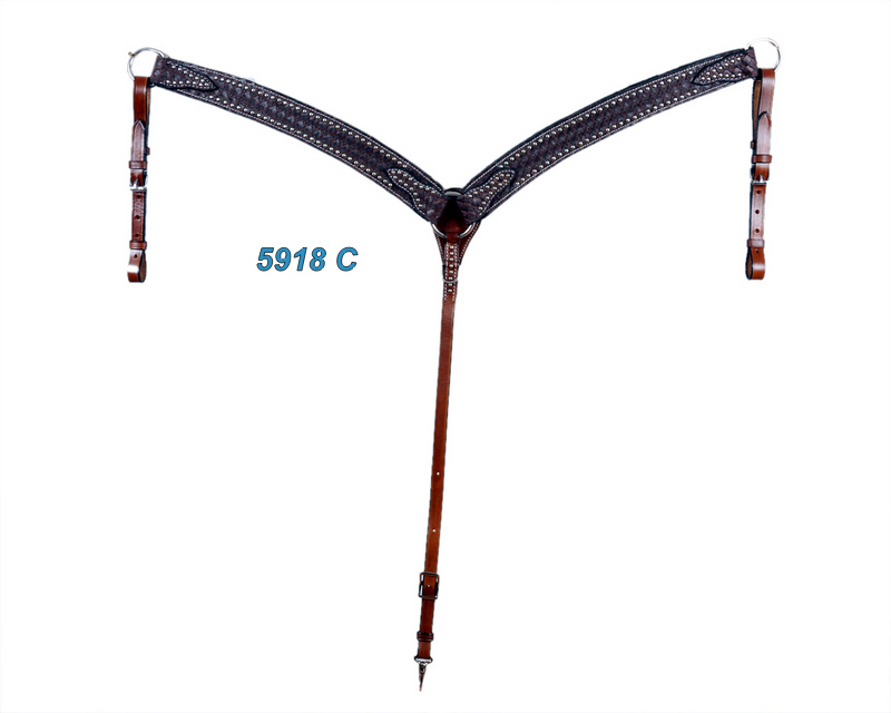 Western Black Printed Overlay Silver Spot Studded Breast Collar