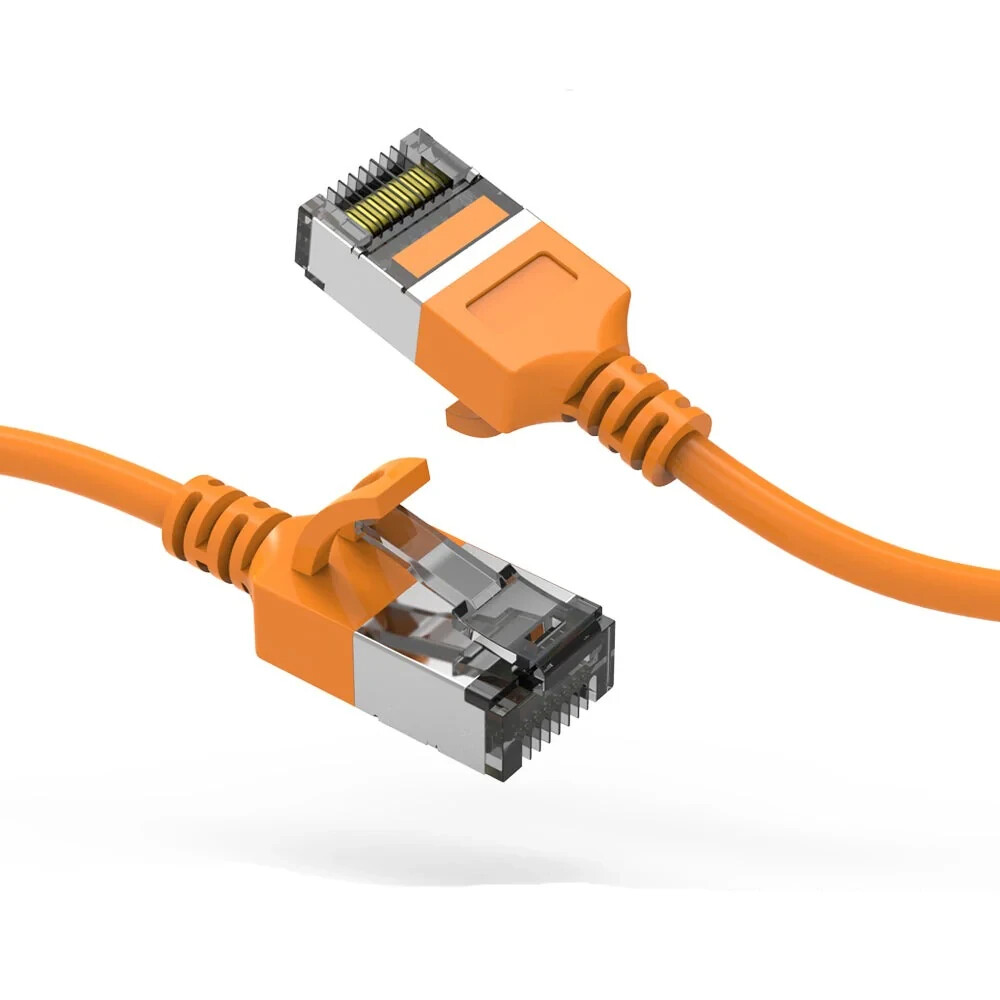 1Ft CAT8 U/FTP Slim Ethernet Network Cable Orange 30AWG