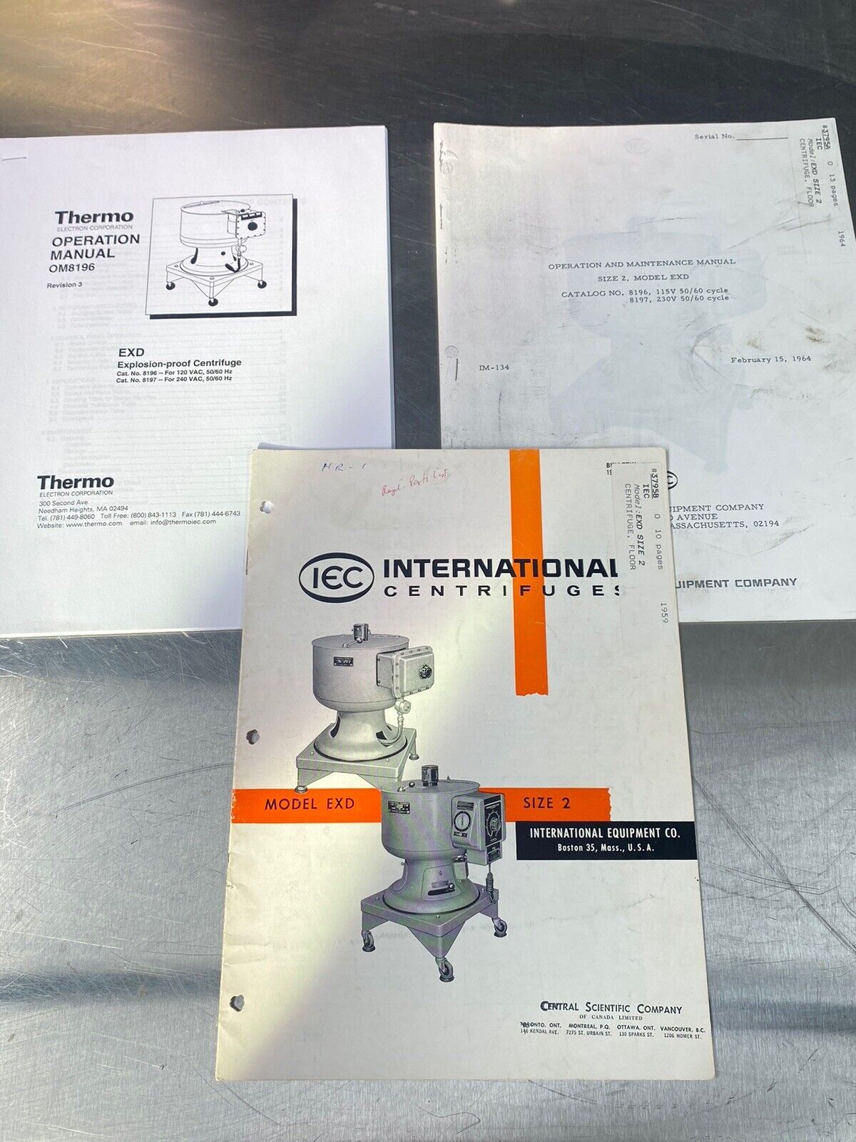 Thermo IEC EXD Explosion Proof Centrifuge - Users Manual / Book