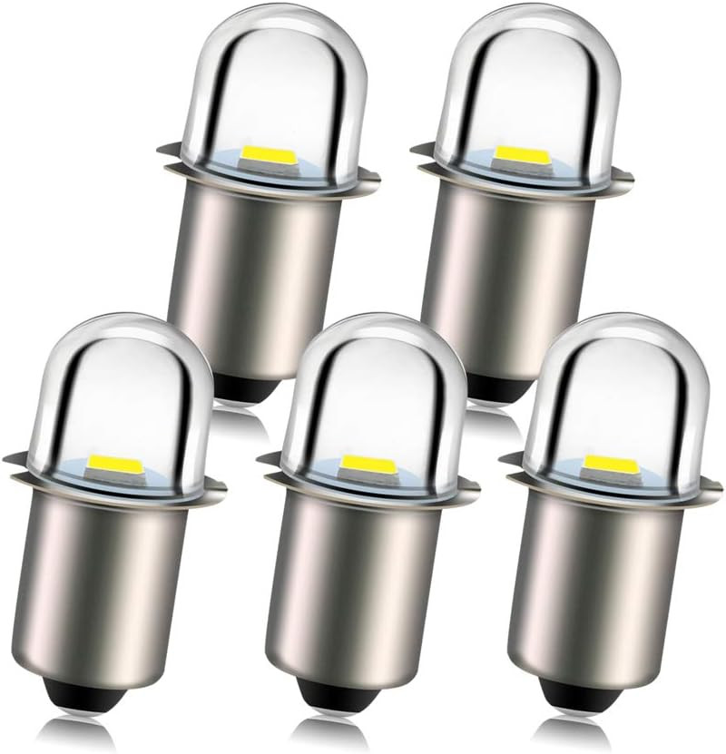 Upgrade LED Flashlight Bulb 18V P13.5S Base Socket White LED Bulbs Replacement f