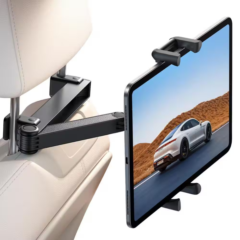 Car Headrest Tablet Holder Lockable Thick Case Friendly Foldable Clip Car Backse