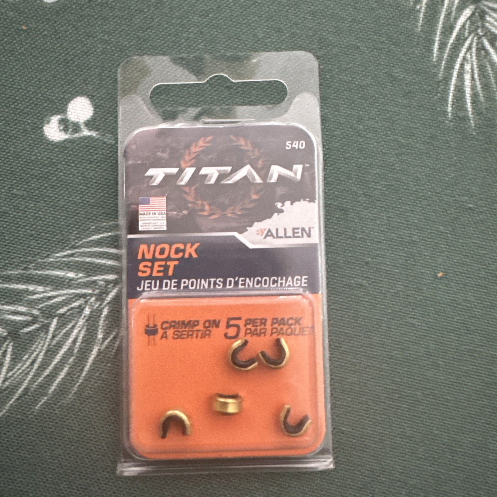 Titan Allen Archery String Nock Set Points 540 Bowhunting 5 Pack NEW Crimp On