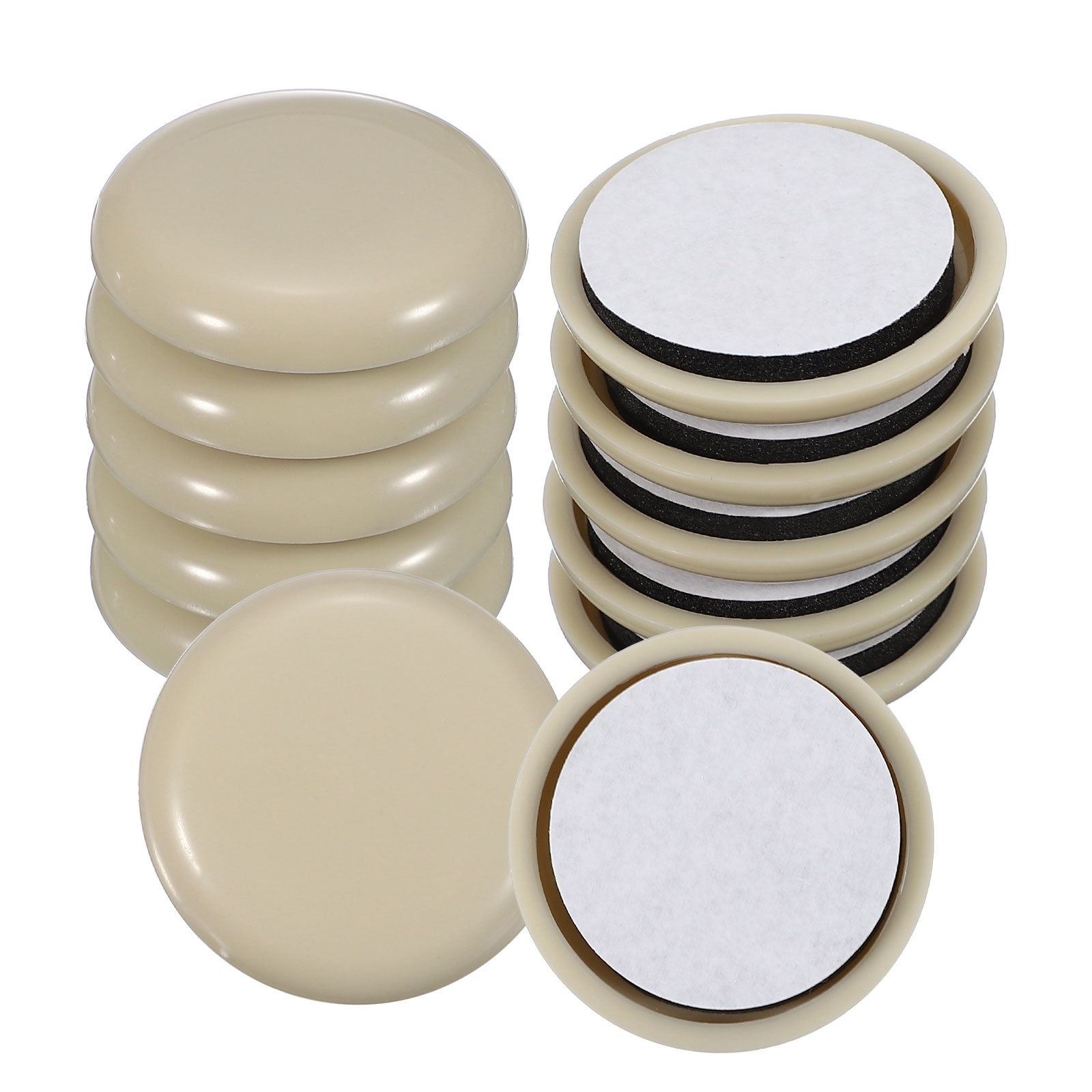 12Pcs Plastic Furniture Sliders 1.3" Self-Adhesive Furniture Protectors, Beige