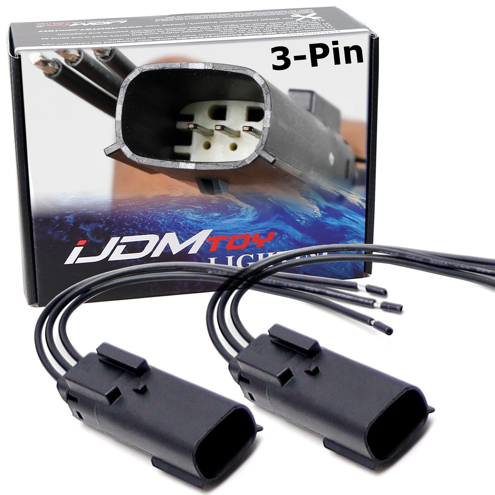 (2) 12V Multi-Purpose 3-Pin MX150 Male Connector Adapter w/ 5" Wire Lead Pigtail