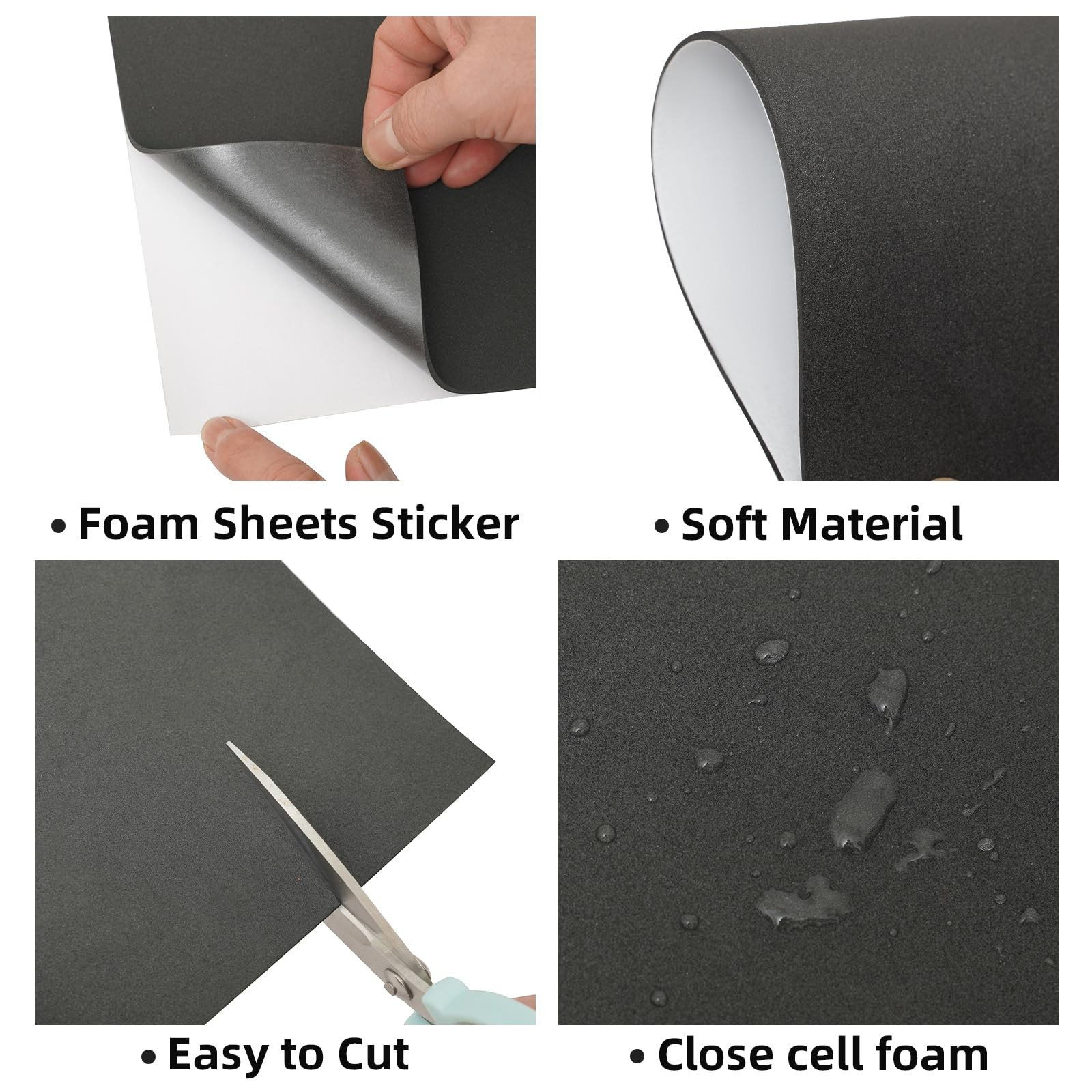 MEARCOOH 20-Pack Self Adhesive Foam Sheets, Black 2mm 229 x 305 x 2 mm,