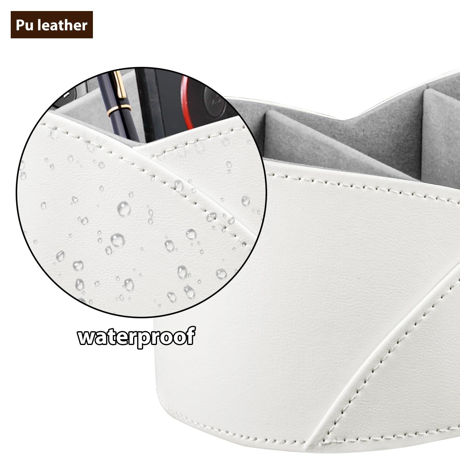 PU Leather TV Remote Control Holder with 3 Compartments, Bedside Table Remote...