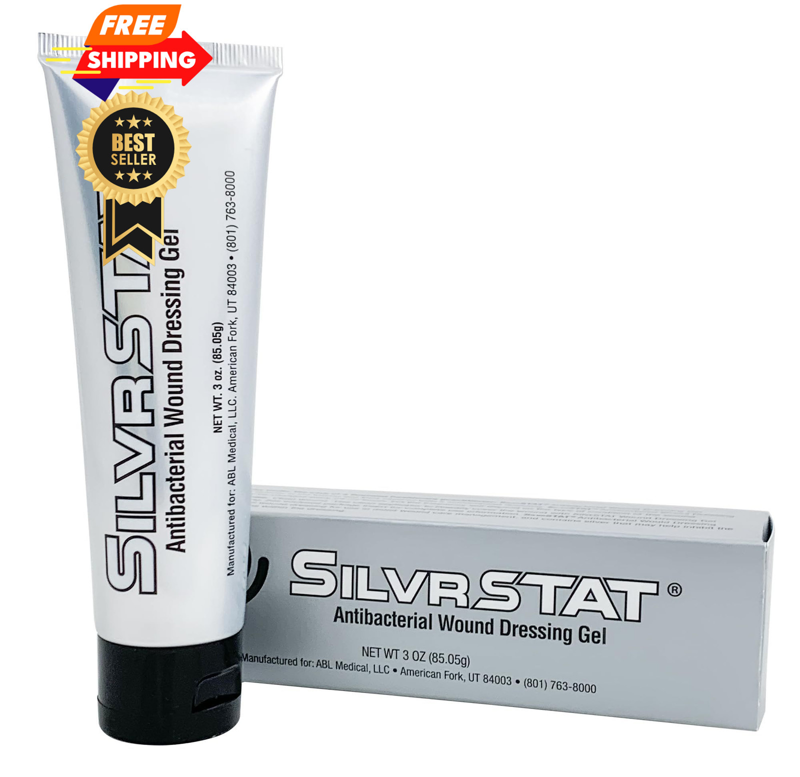SilvrSTAT First Aid Kit Gel, 32 PPM Silver Healing Wound Dressing 3 Ounce