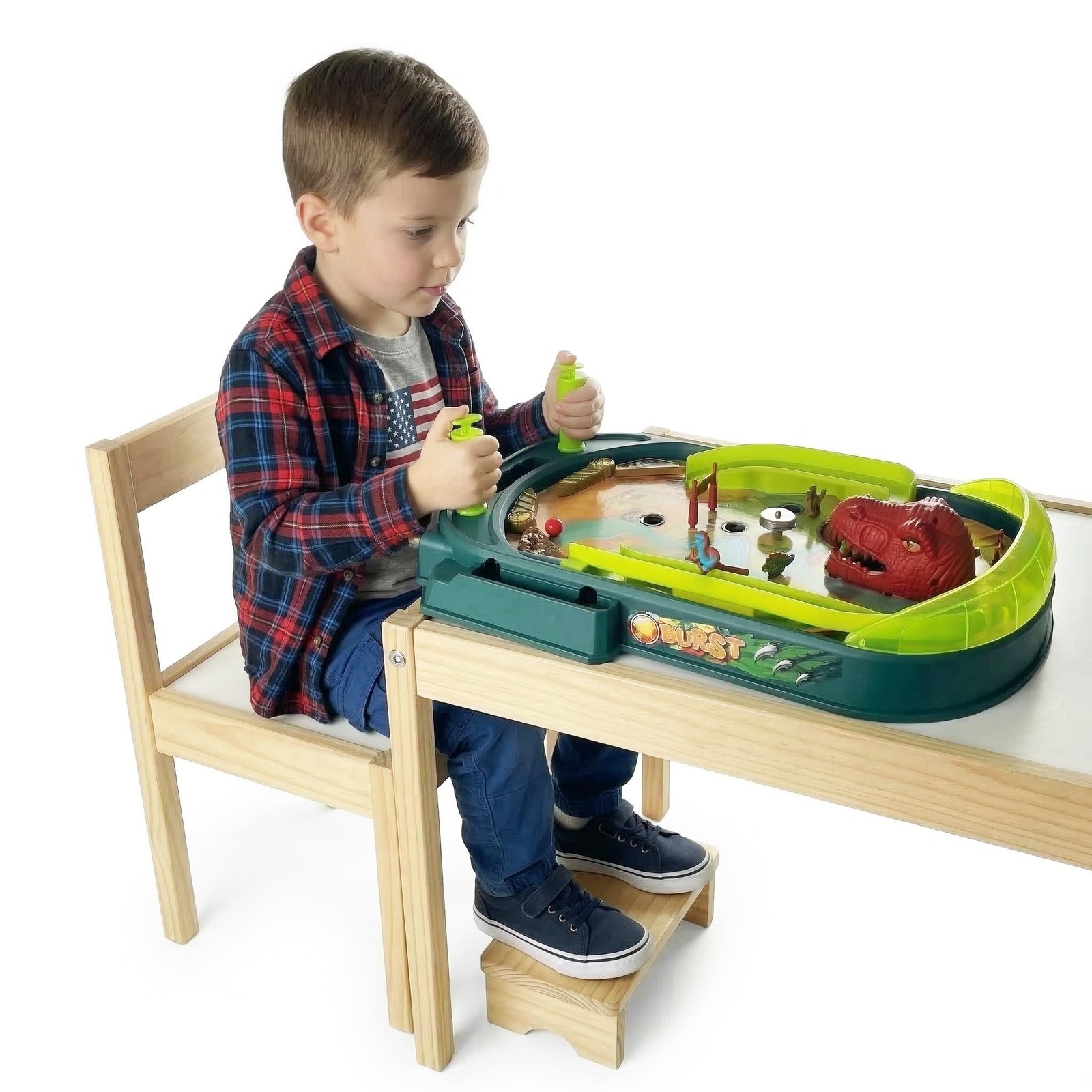 Dinosaur Pinball Machine for Kids - DIY Tabletop Arcade Game with Scoring, Mu...