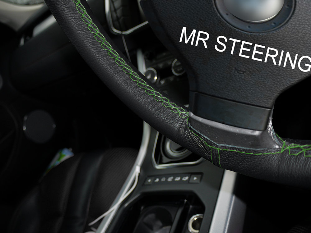 For BMW 5 F10 F11 10-16 Genuine Leather Steering Wheel Cover Green With Double Stitch