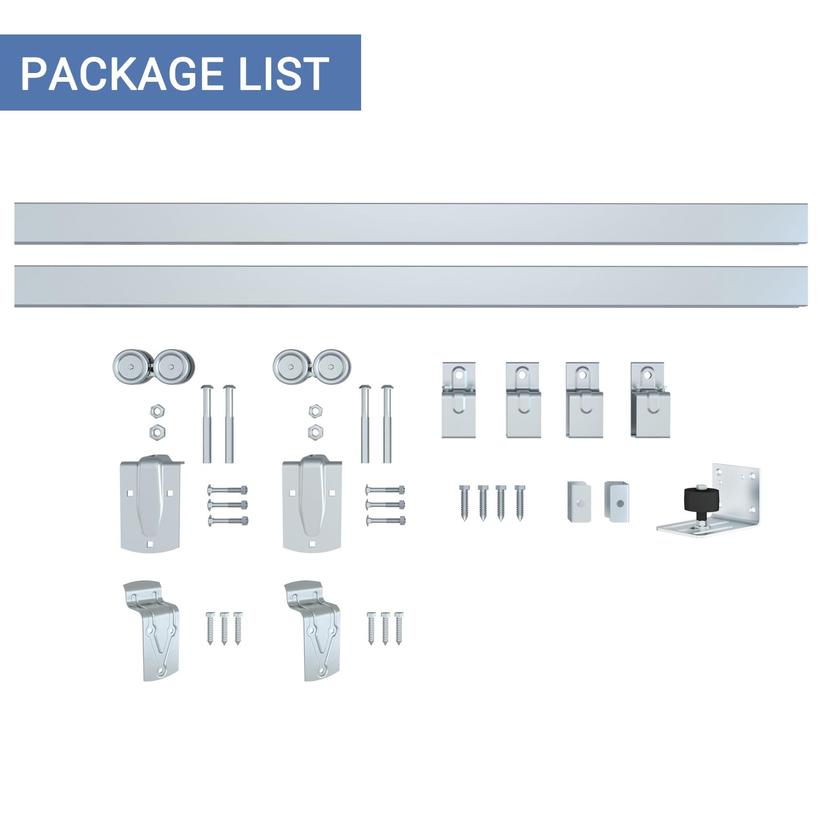BARNSMITH 6FT Sliding Barn Door Hardware Kit Heavy Duty Track Wall Mount Silver