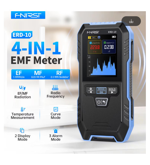 FNIRSI ERD-10 4-in-1 EMF Radiation Detector RF Temp Meter