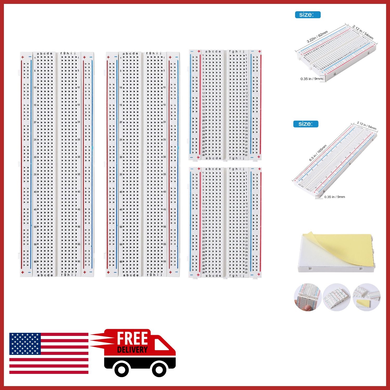 Breadboard Set 2Pcs 400 Point 2Pcs 830 Point Solderless Prototype Kit
