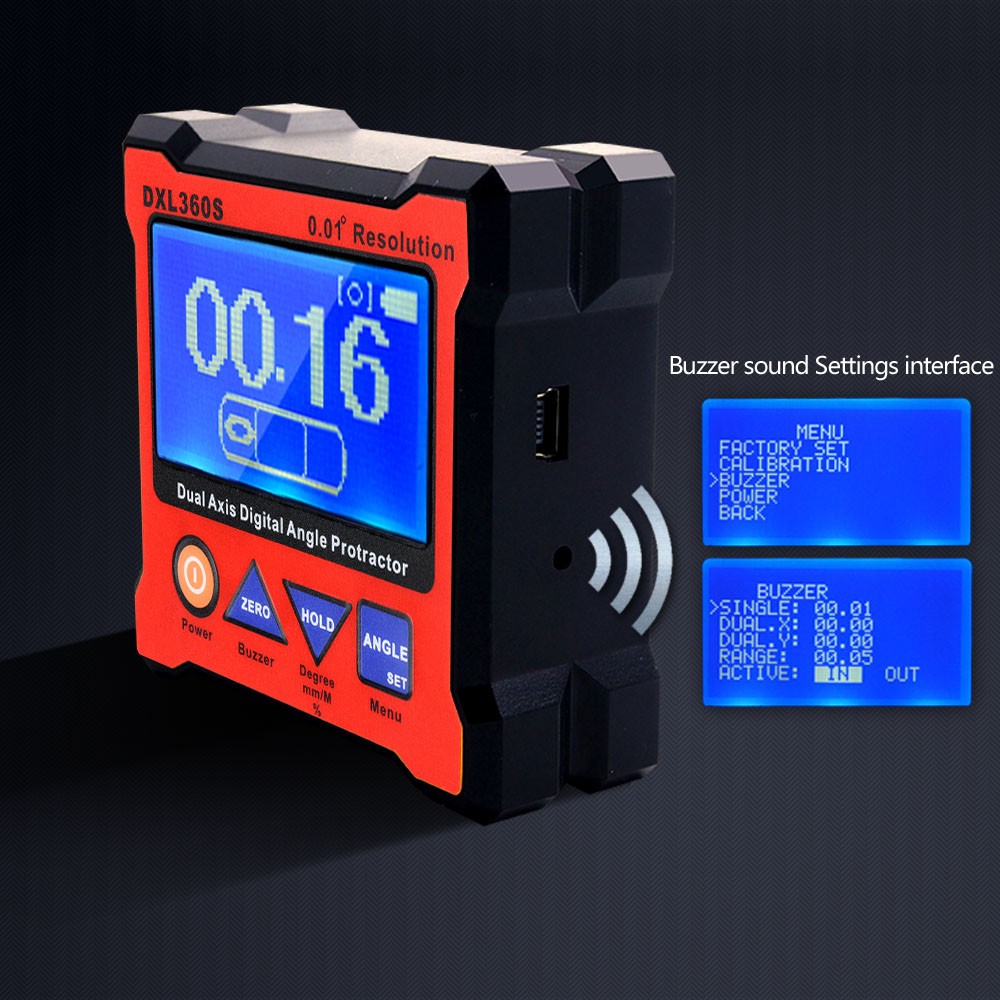 DXL360S Dual Axis Angle Protractor Dumpy Level Dual-axis Gauge Diagnostic Tool