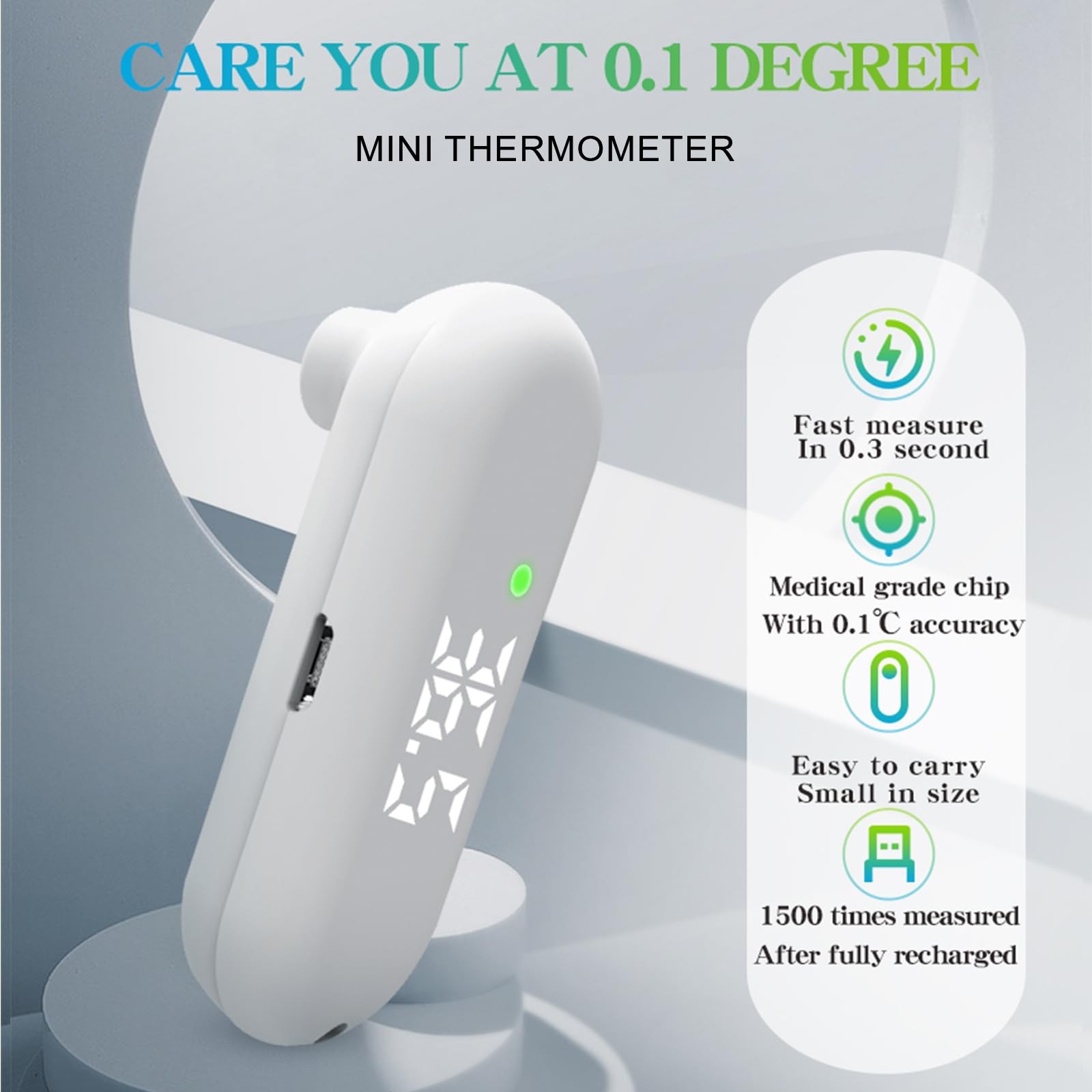 Forehead Thermometer, Rechargeable Thermometer for Adults and , Portable Digi...