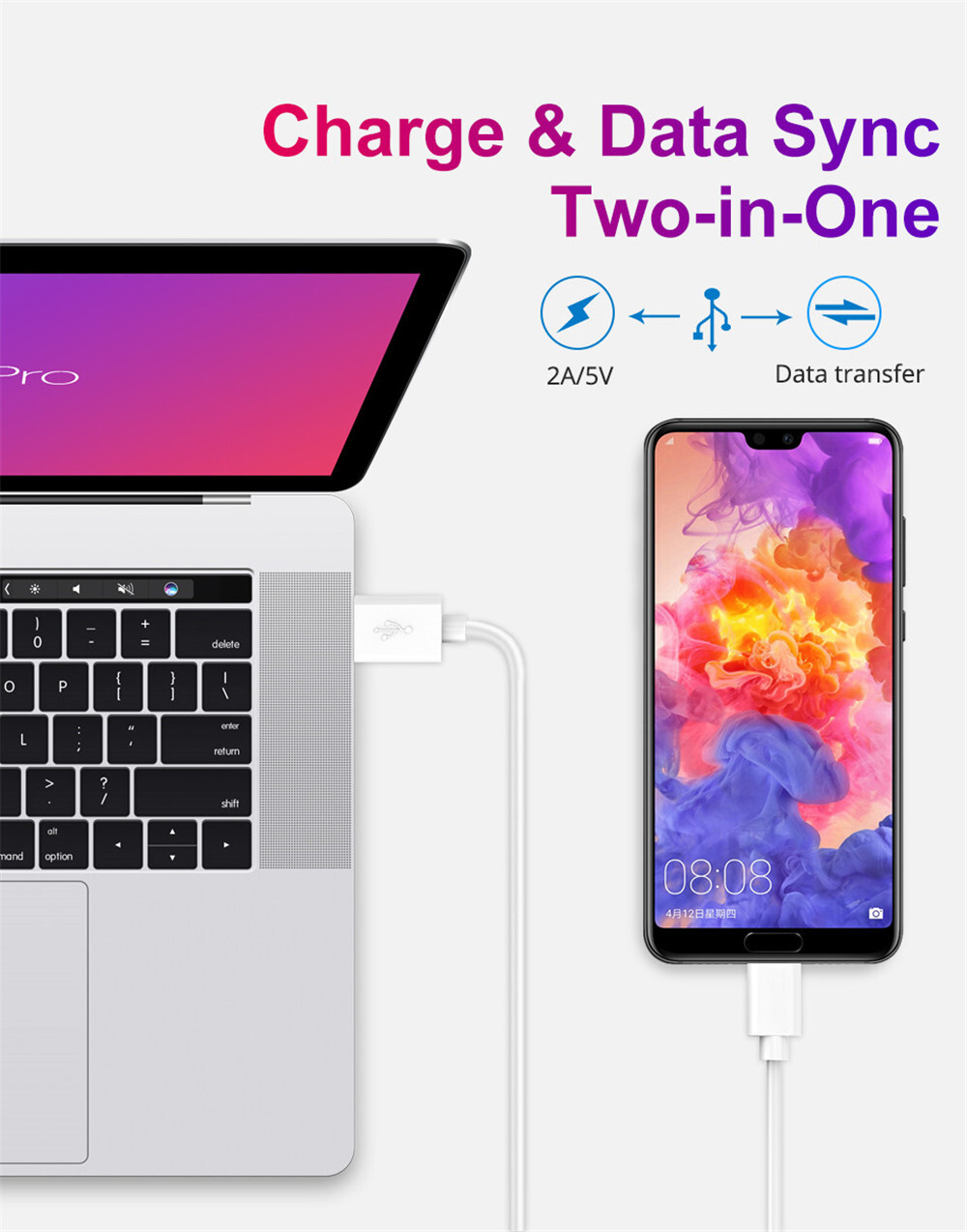 USB C Type C Fast Data Charging Cable For Samsung LG Phones Tablets Android