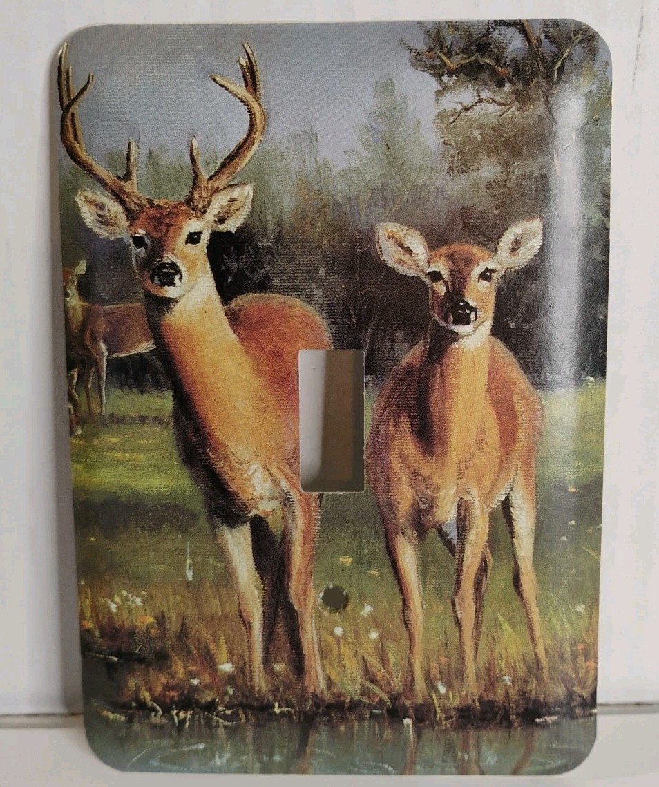 Deer Doe & Buck Decoupaged Light Switch Cover 3.5" X 5 "