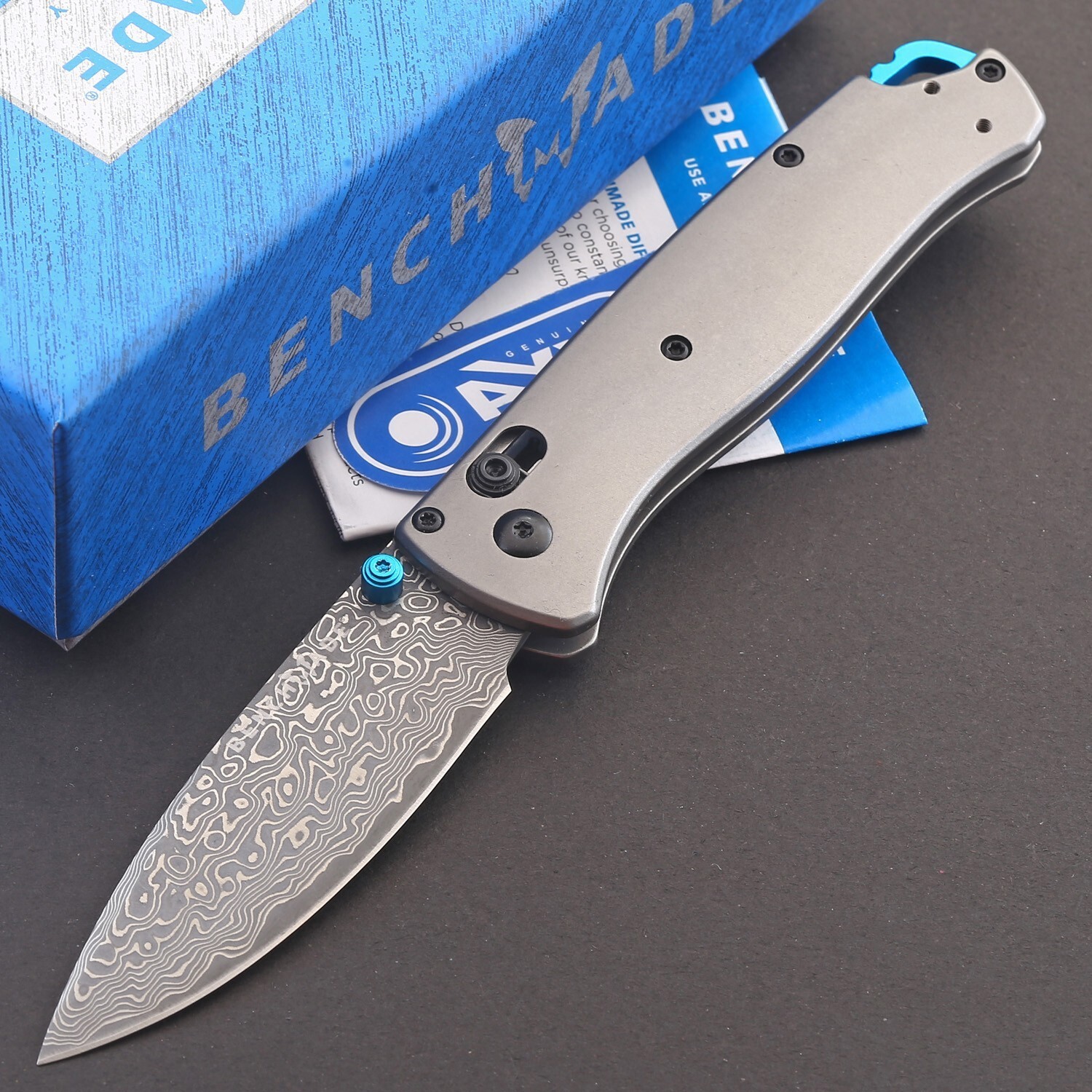 Titanium Handle Damascus Steel Black Axis Lock Tactical Pocket Folding Knife