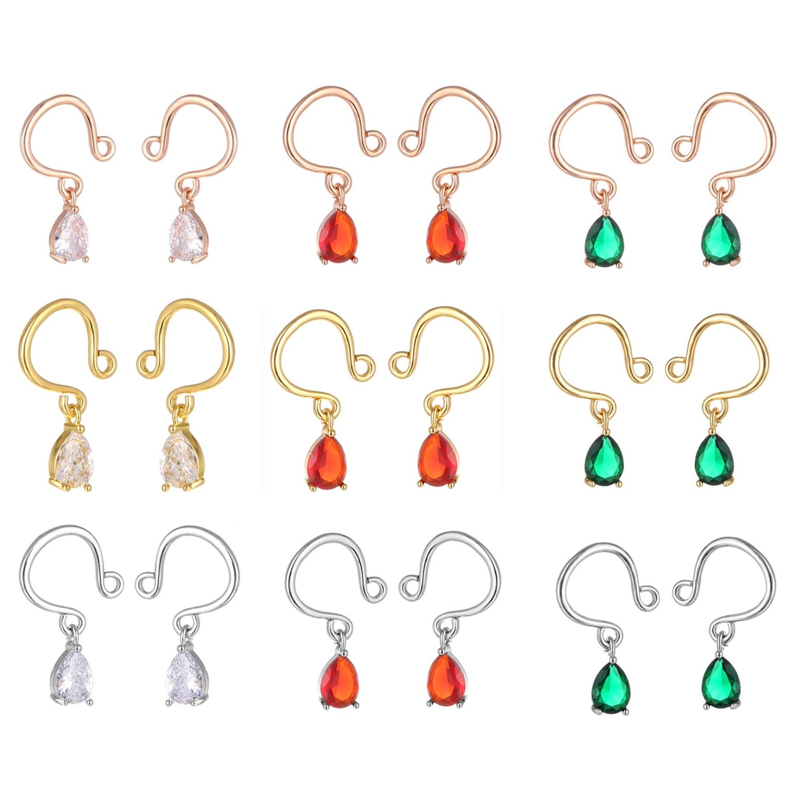 18 Pcs Nipple Button Rings Copper No-Piercing Body Jewelry with Rhodium, Gold...
