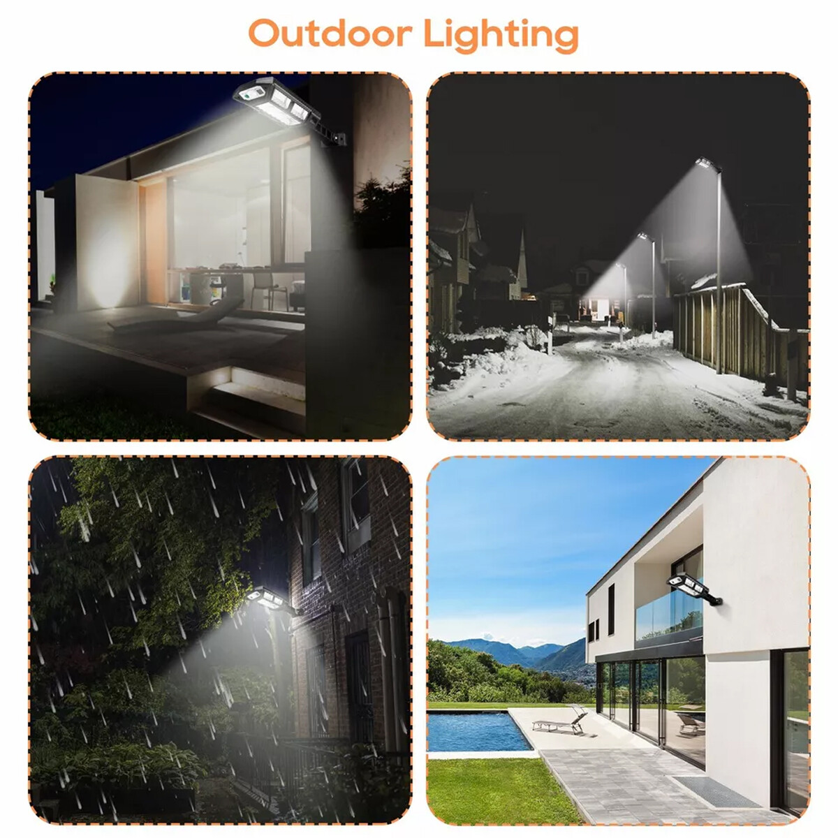 2 pcs LED Solar Flood Light Security Motion Sensor Wall Street Yard Outdoor Lamp