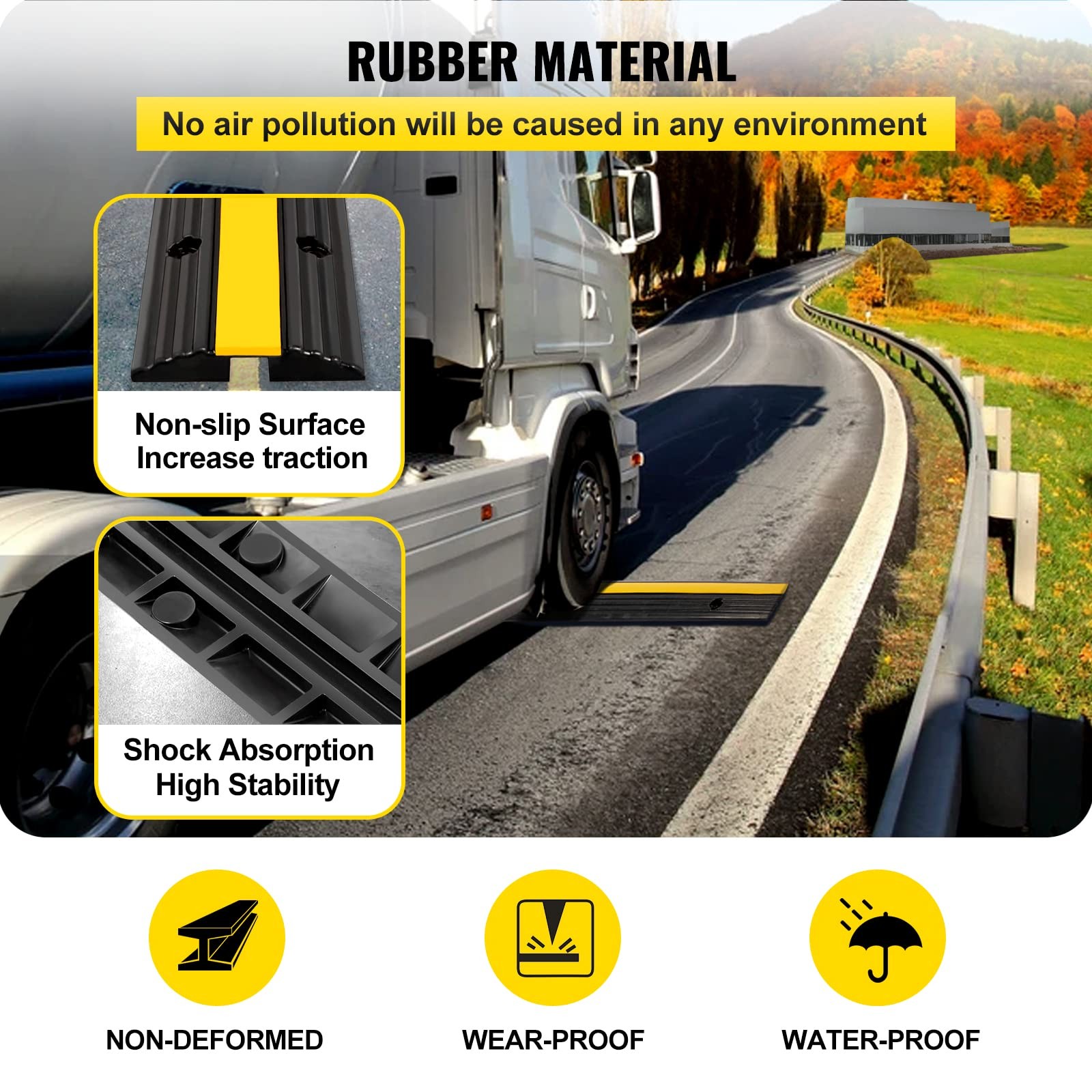 Heavy Duty Cable Protector Ramp 22046lbs Load Capacity 4 Pack Black Yellow