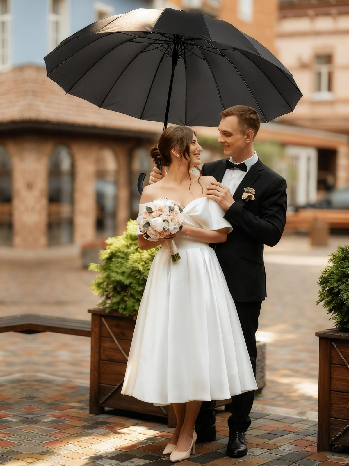 Premium Windproof Umbrella Classic J stick Handle with Easy Grip - Auto Open,...