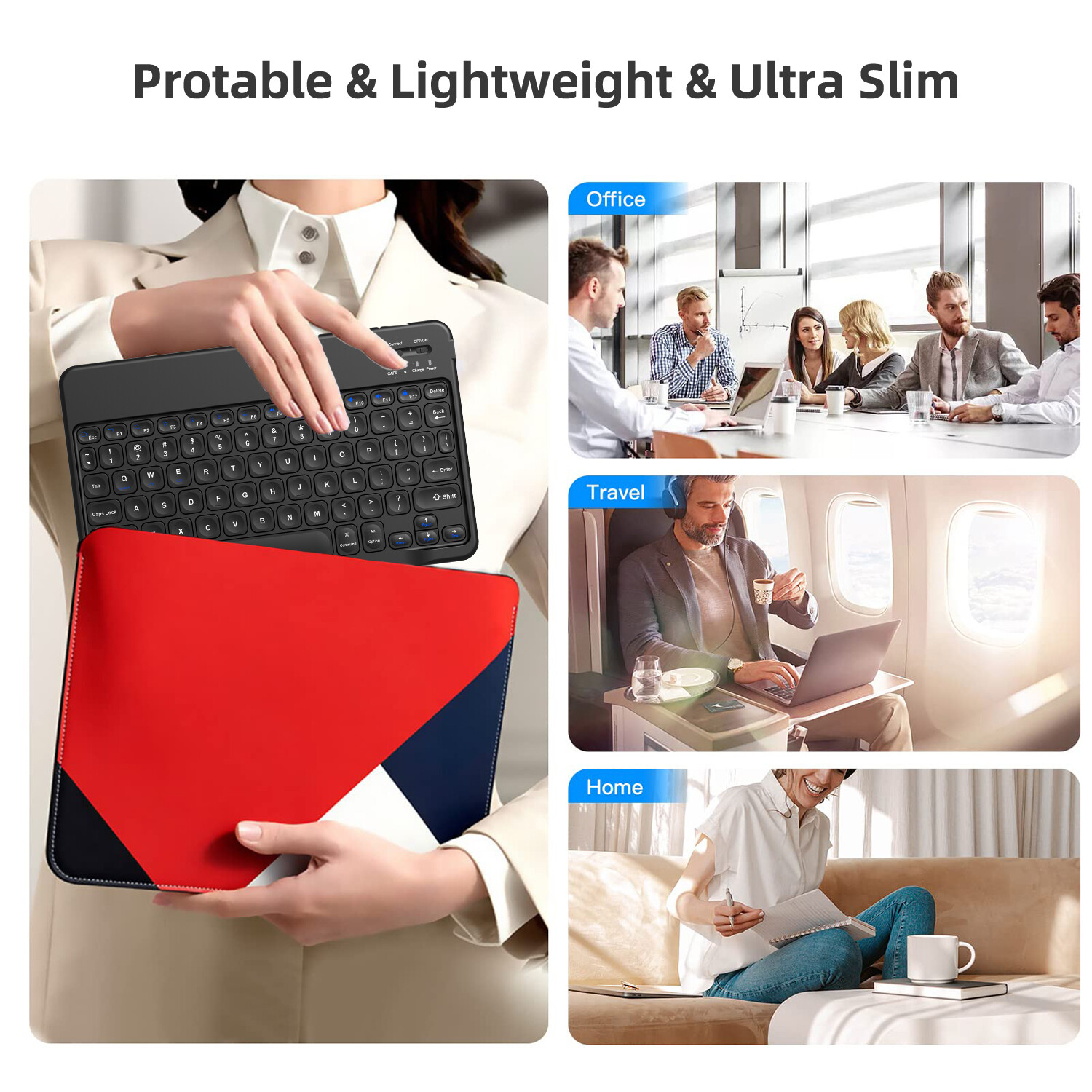 LED Rechargeable Smart Wireless Bluetooth Keyboard For Android Windows IOS Mac