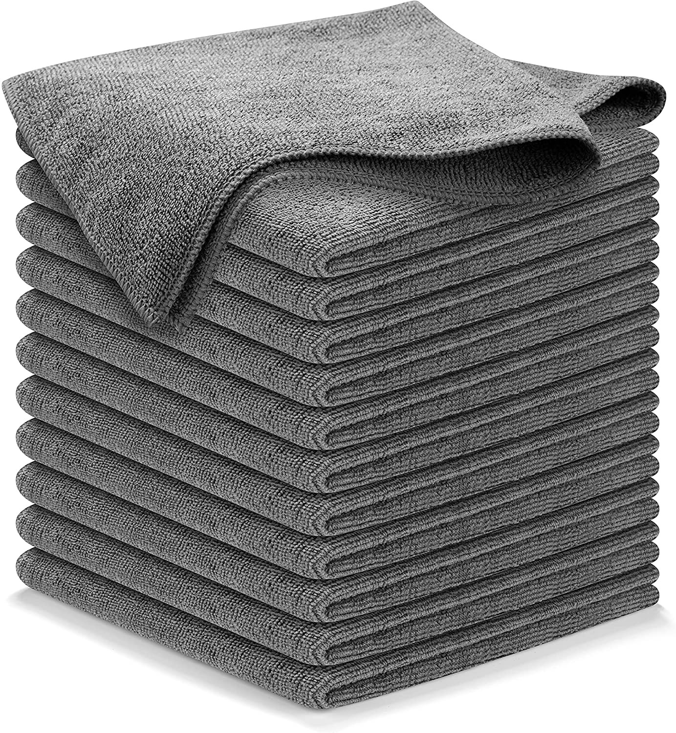 Microfiber Cleaning Cloth Grey - 12 Pcs  - High Performance