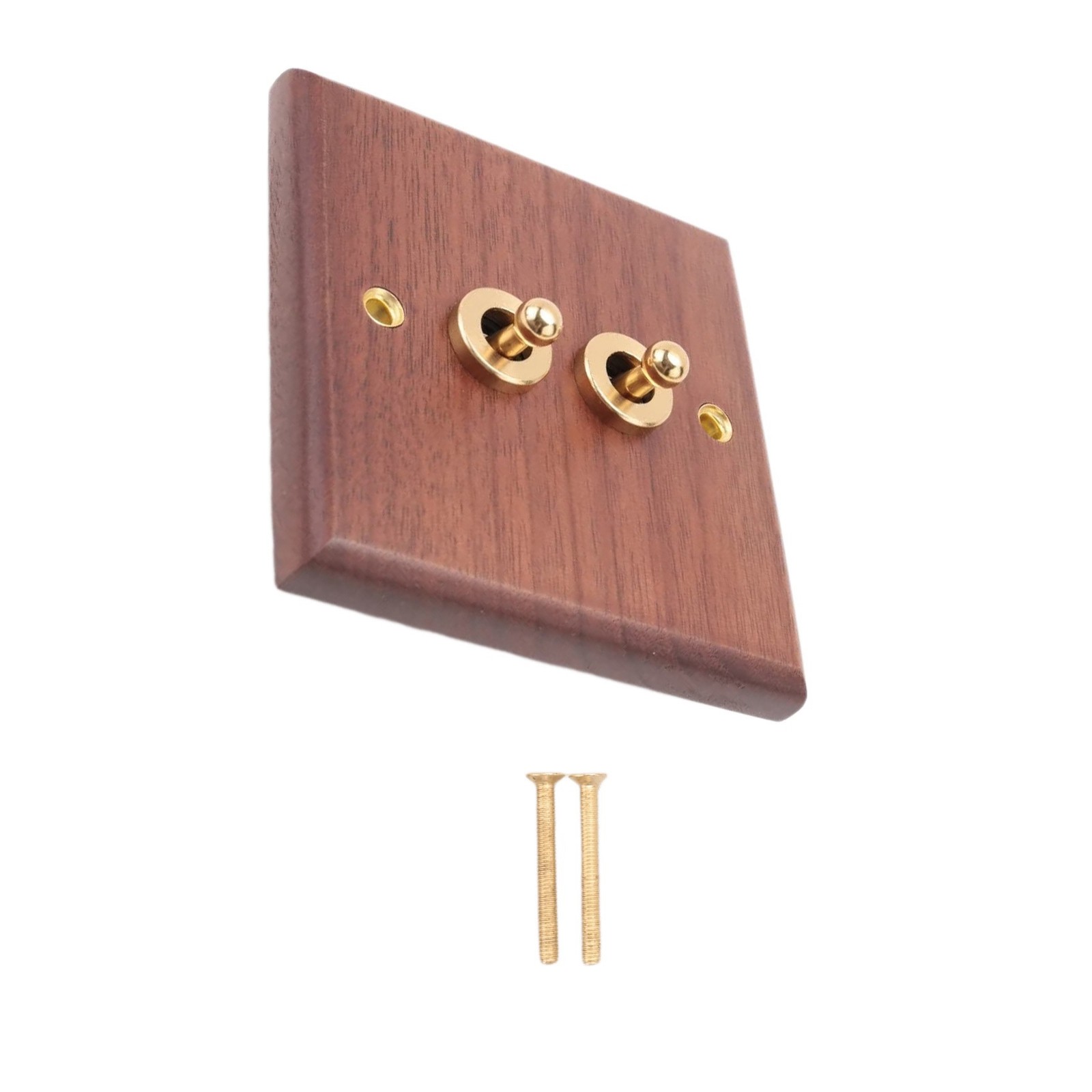 Retro American Industrial  Light  Socket, Solid Wood Brass Toggle  Plate(27731