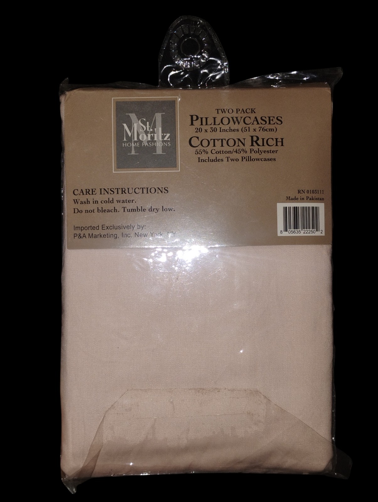 St.Moritz Two Pack PillowCases Cotton Rich 55% Cotton/45% Polyester 20x30