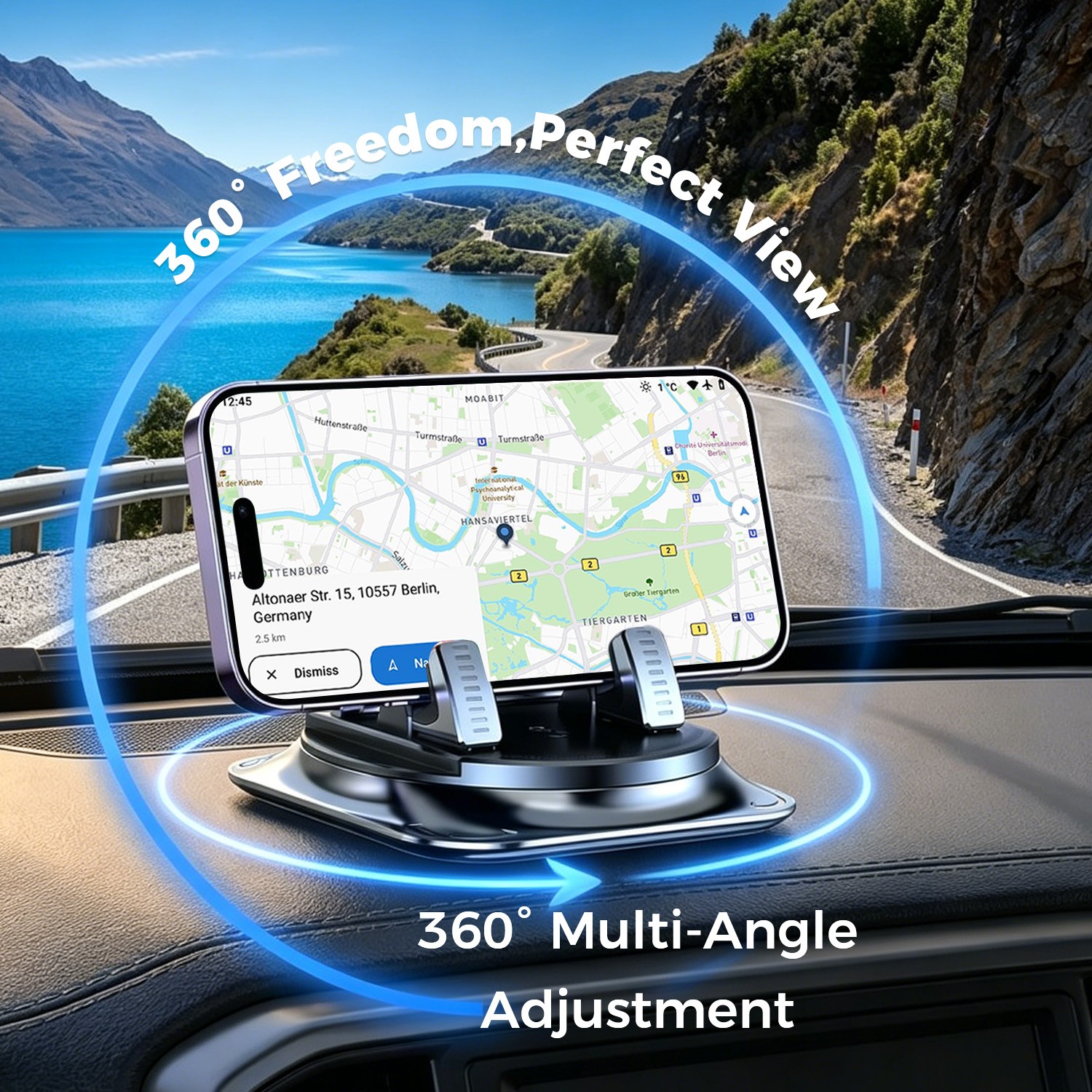 Universal Car Dash Phone Mount: Hands-Free Viewing,Shockproof,for iPhone&Android