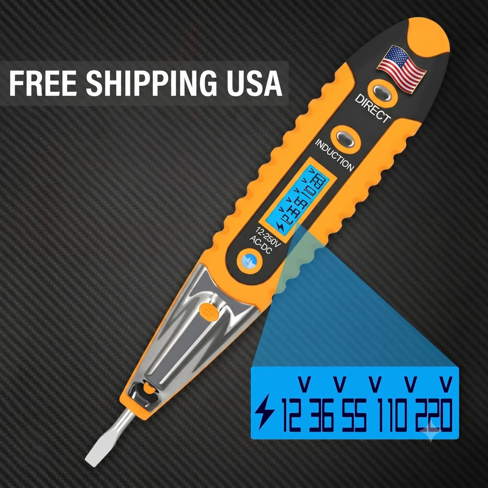 Voltage Electric Tester Volt Detector Test Pen AC DC Non-Contact Sensor 12-1000V