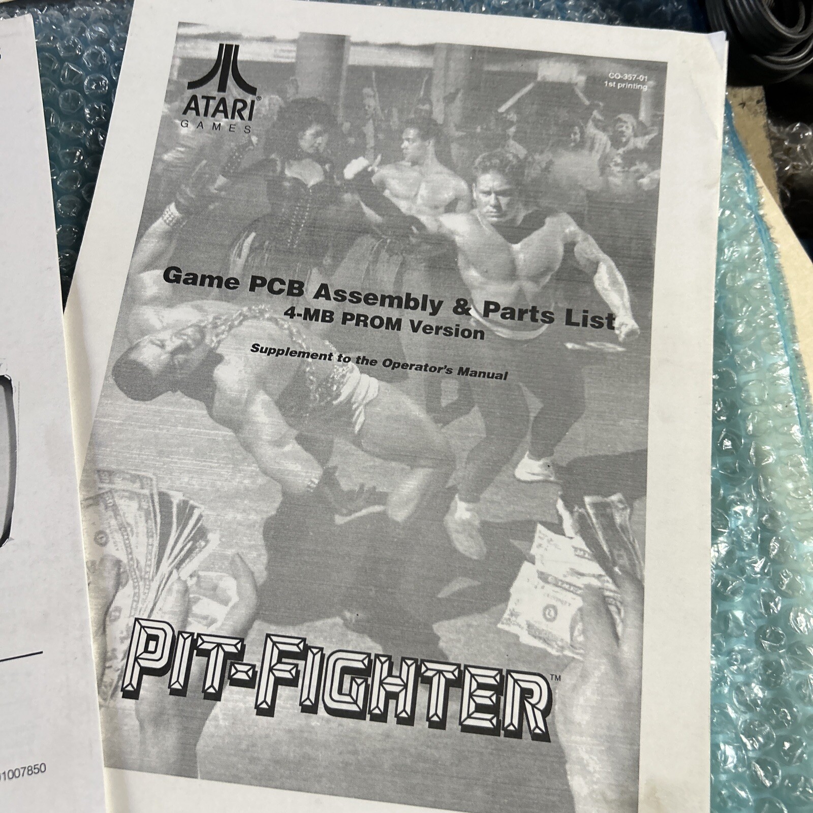 1st print PIT FIGHTER PITFIGHTER with schematics atari arcade video game manual