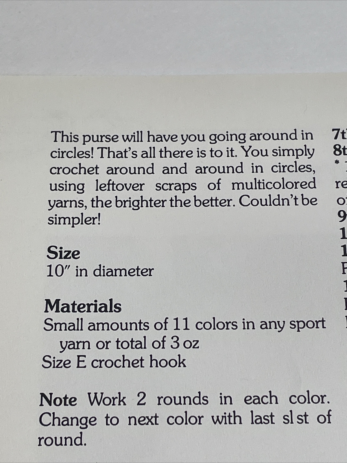 Muticolored Purse Round 10' Diameter Marshall Cavendish Crochet Pattern