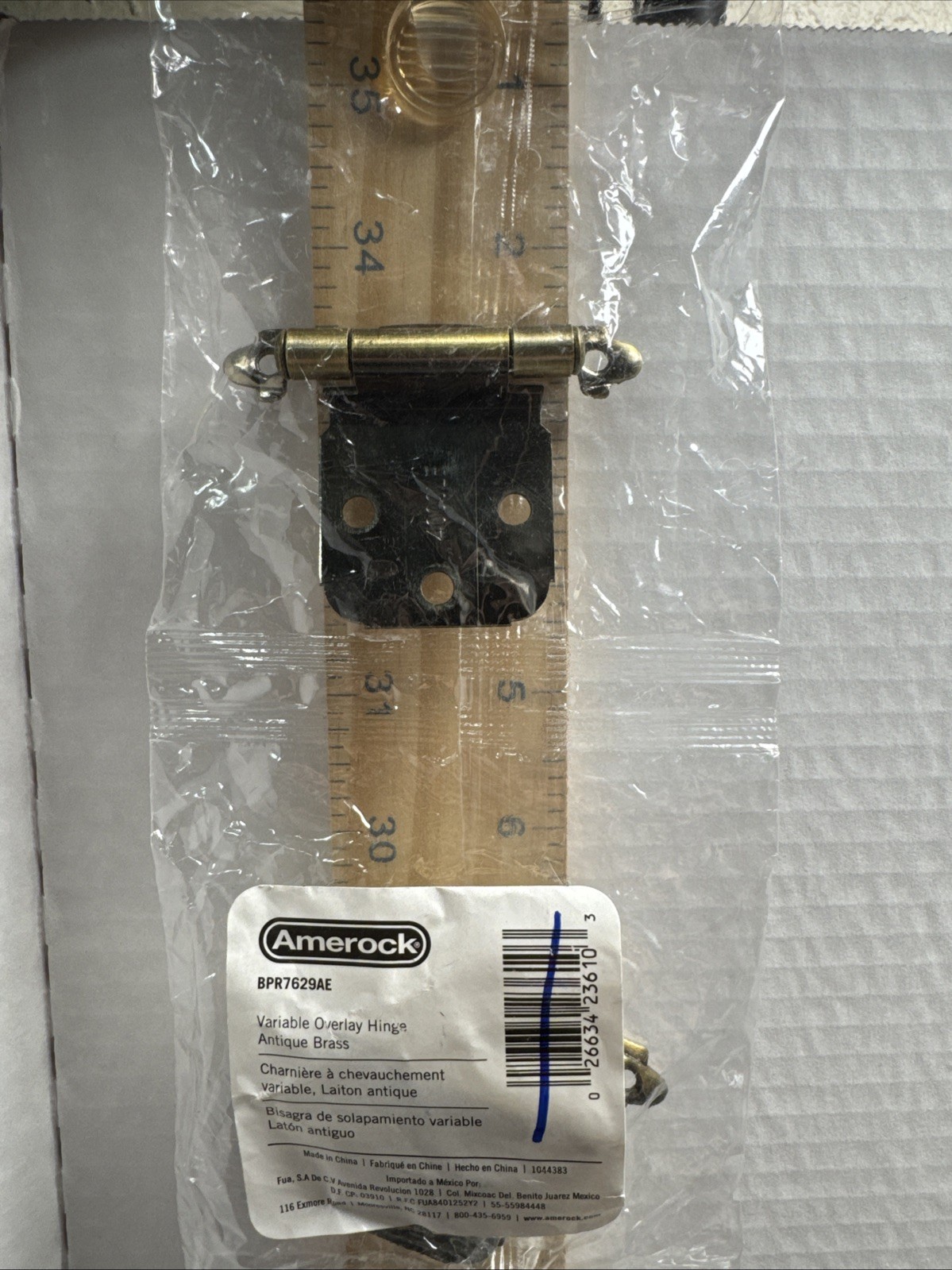 Amerock 3/8" Variable Overlay Hinge Antique Brass BPR7629AE - BRAND NEW