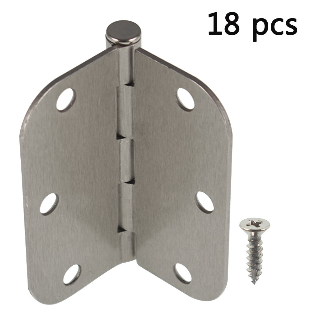 Satin Nickel iron Door Hinges with 5/8" Radius Corners 3.5 Inch 18 Pcs