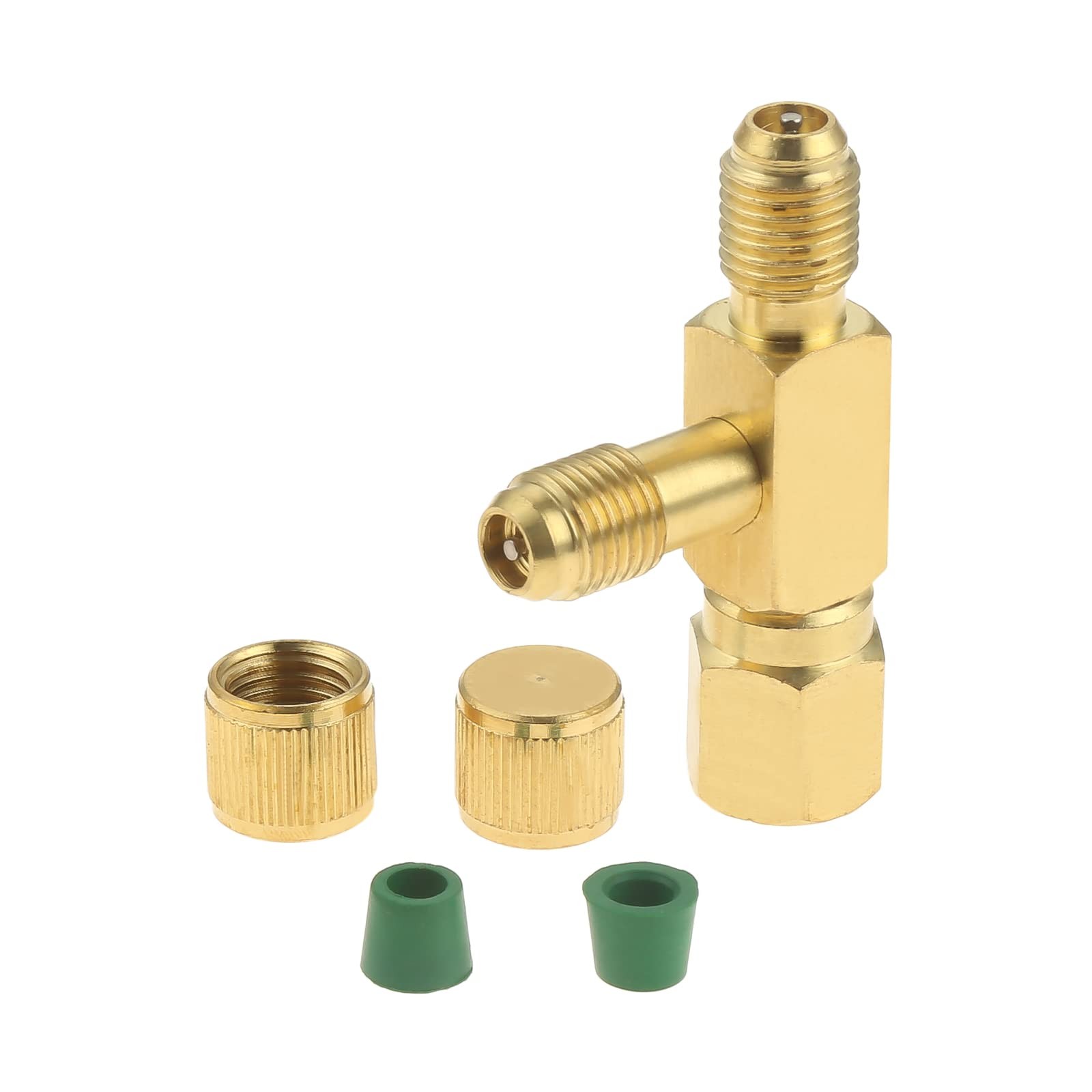 Aupoko Quick Coupler Access Tee, 1/4'' Valves Core Tee Adapter 1/4 inch, Gold