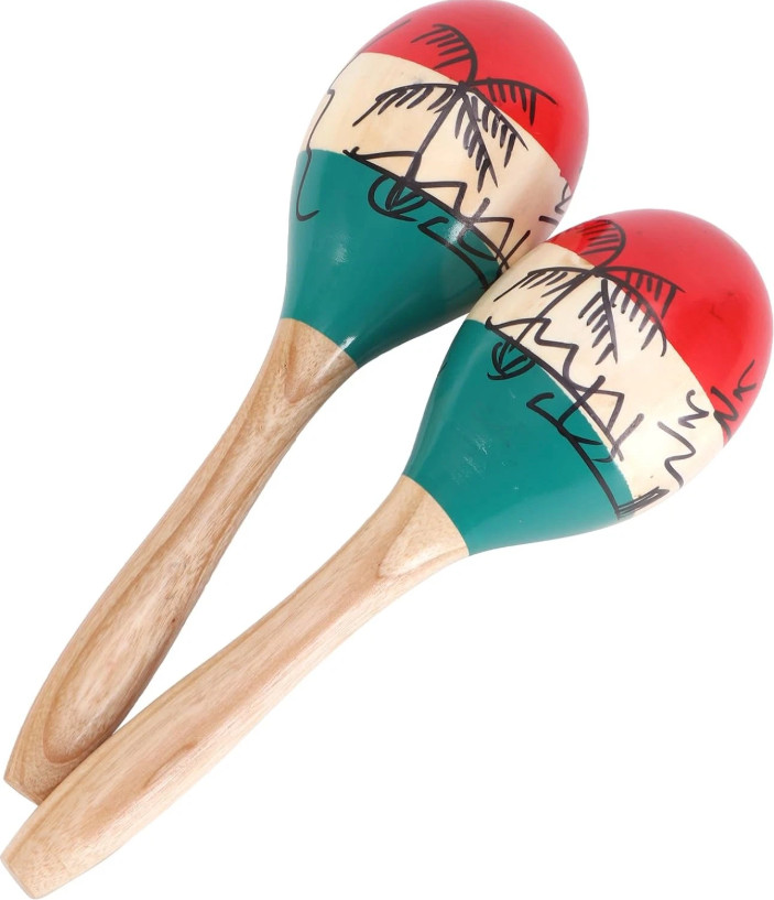2 Pcs 9.6-Inch Wooden Maracas - Colorful Maracas for Kids and Adults, Maracas fo