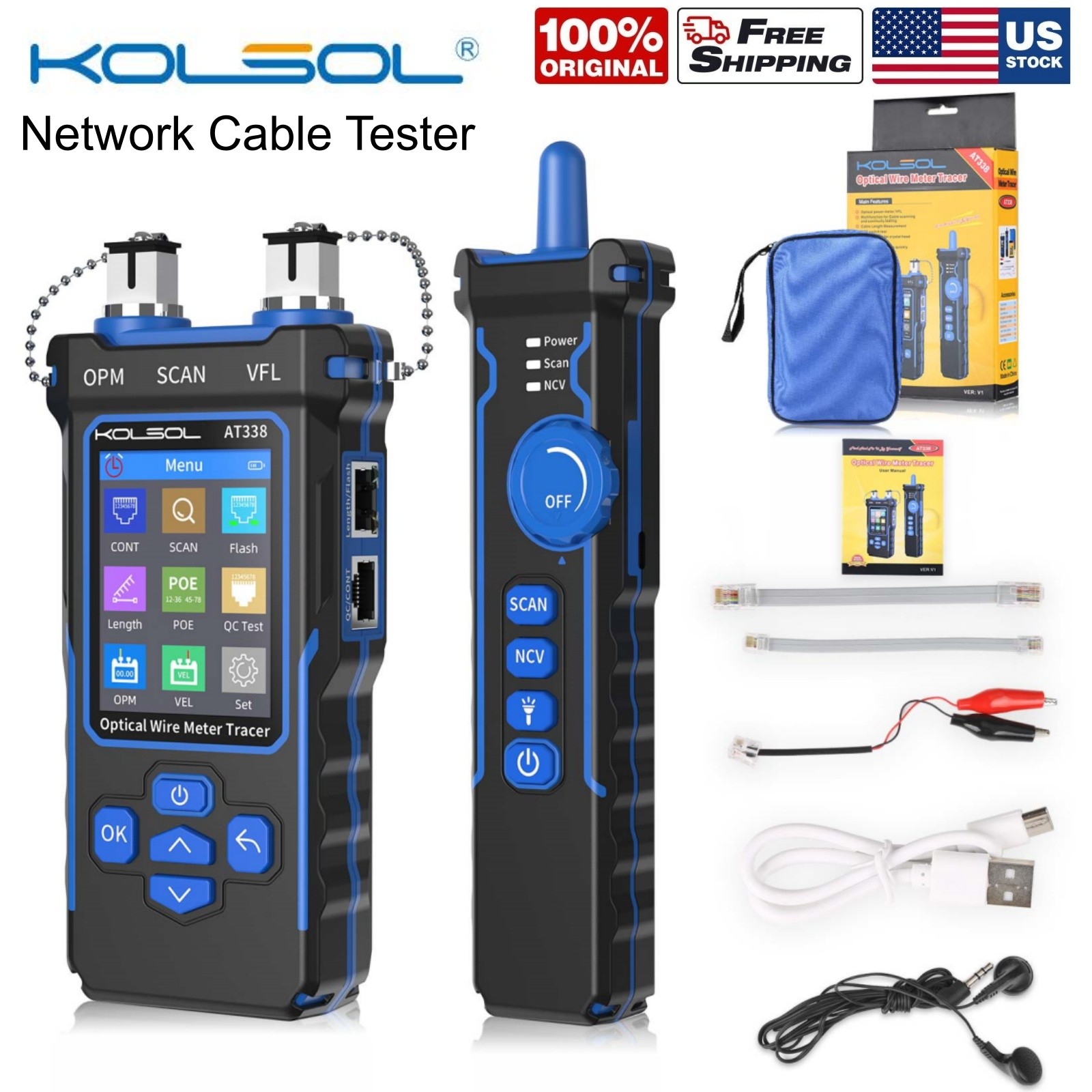 KOLSOL NF-8508 Network Cable Tester POE Test LAN Optical Wire Meter Power Tester