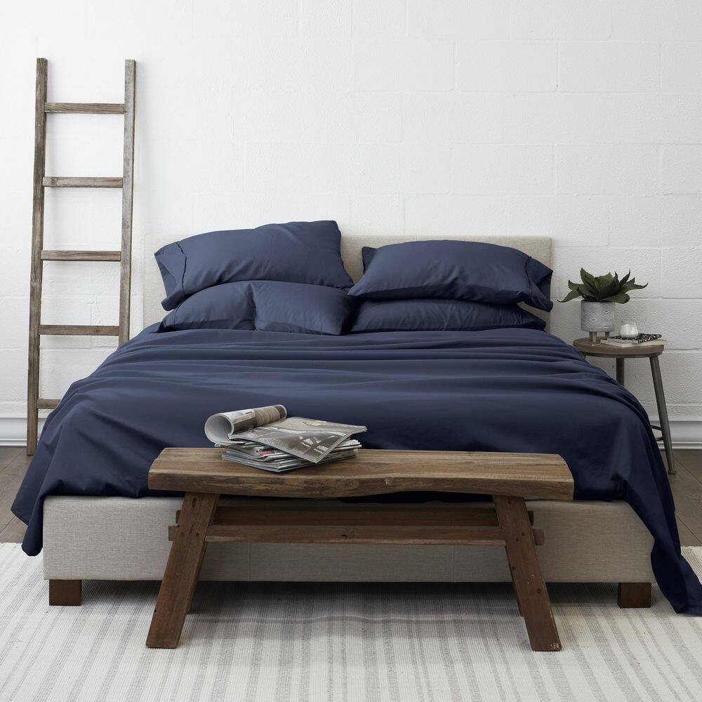 6-Piece Navy Solid Microfiber Twin XL Sheet Set
