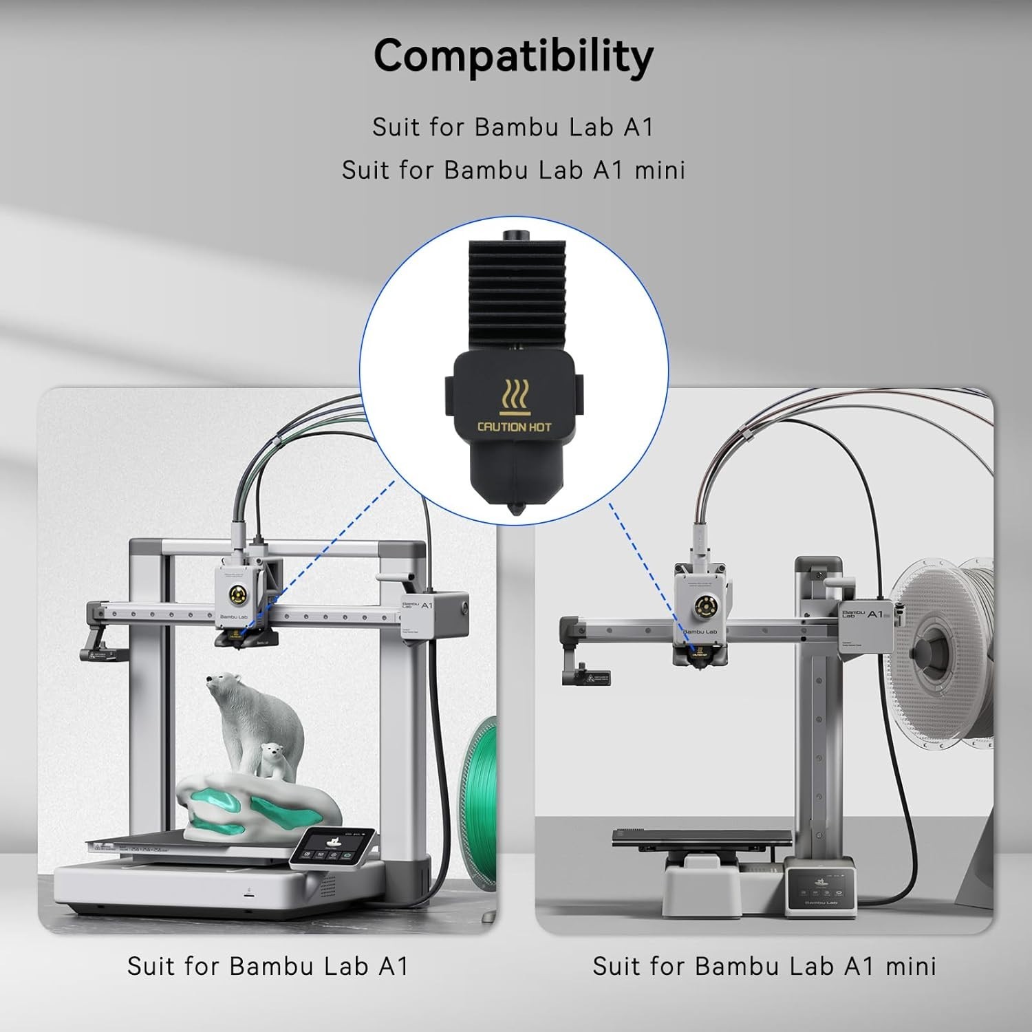 3D Printer Hotend for Bambu Lab A1 Mini 0.6mm a1 Extrusion Head, Removable Ha...