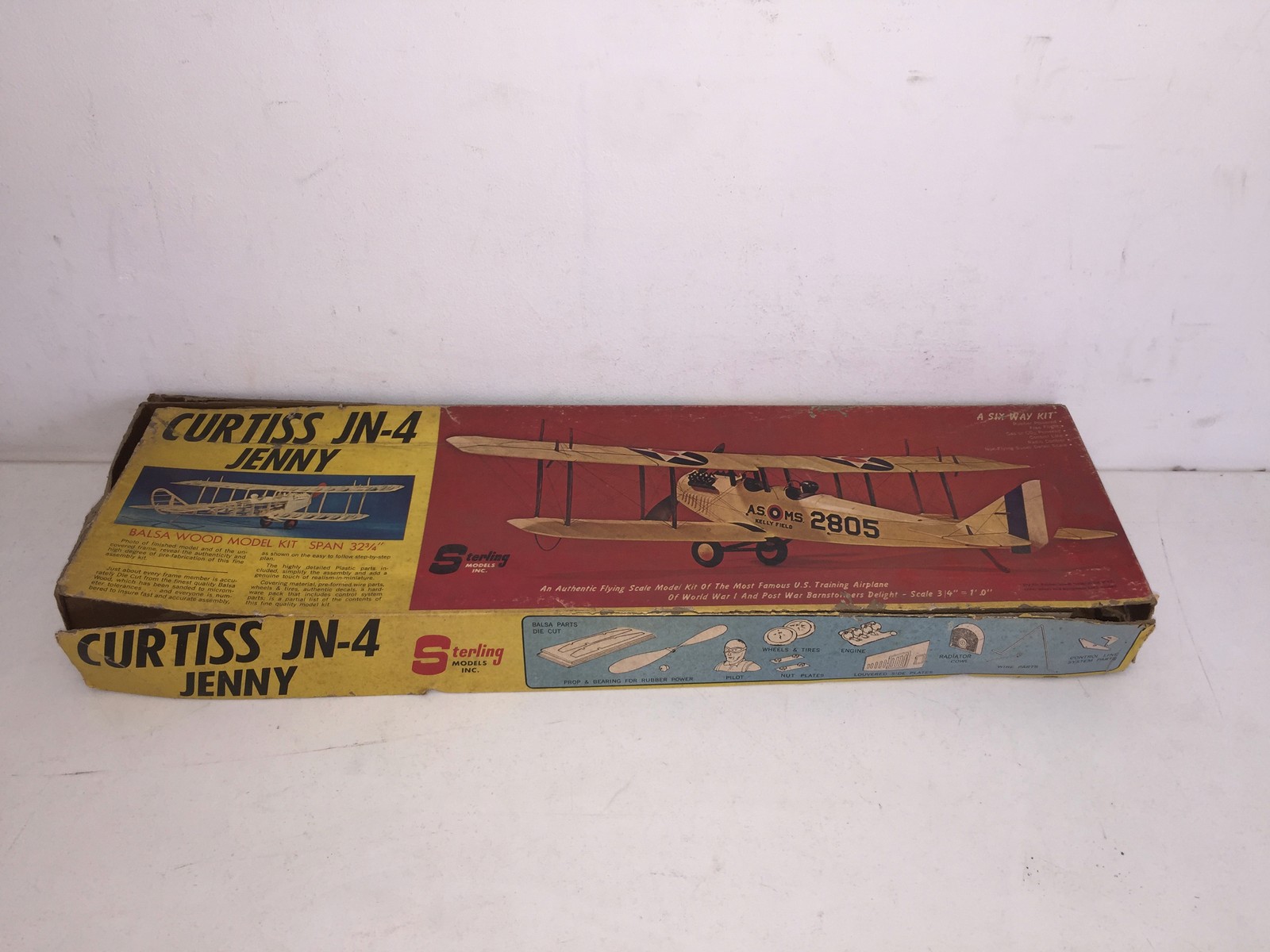 Sterling CURTIS JN-4 JENNY VVC Stunt Balsa Wood Model Kit Airplane MIB Vintage