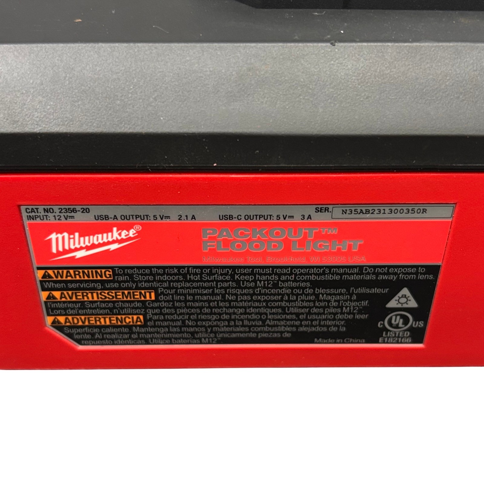 Milwaukee 2356-20 12V Packout Floodlight