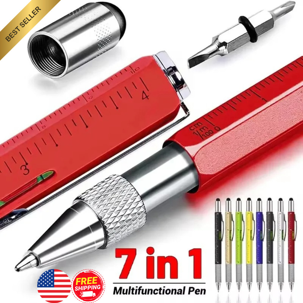 7 In 1 Multifunction Stylus Pen Touch Screen Screwdriver Ruler Ballpoint Pen