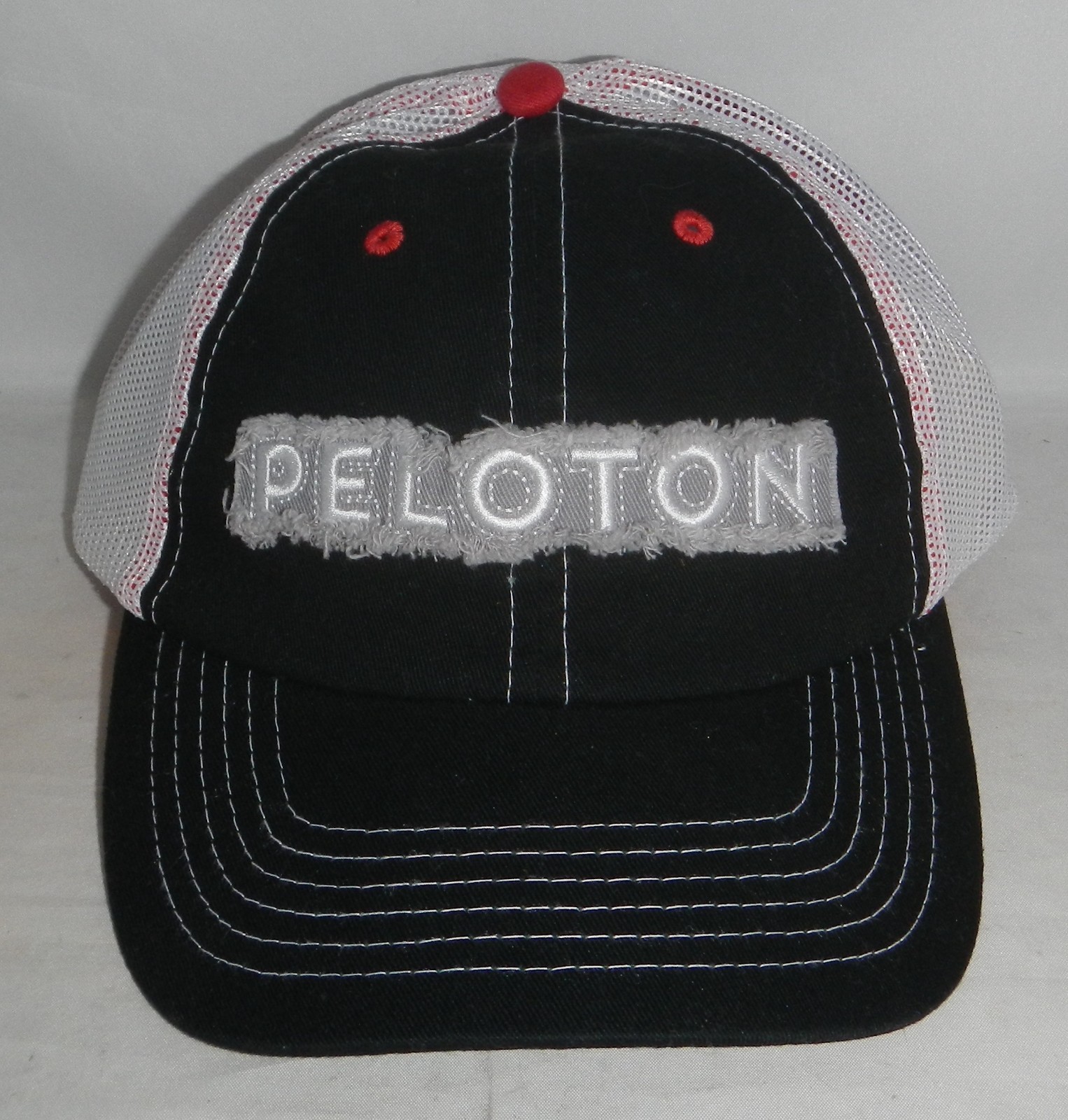 NWT Peloton Bike Logo Black White Adjustable Mesh Trucker Cycling Hat Cap
