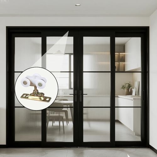 2pcs 3/4" Sliding Door Wheels Replacement Kit, Pocket Door Rollers Gold
