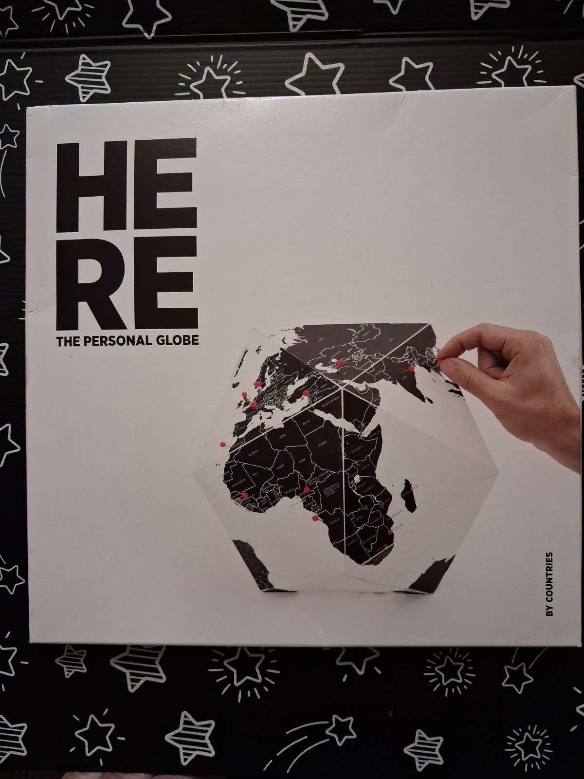 HERE Globe Three-dimensional Textured Chipboard Dodecahedron World Map New