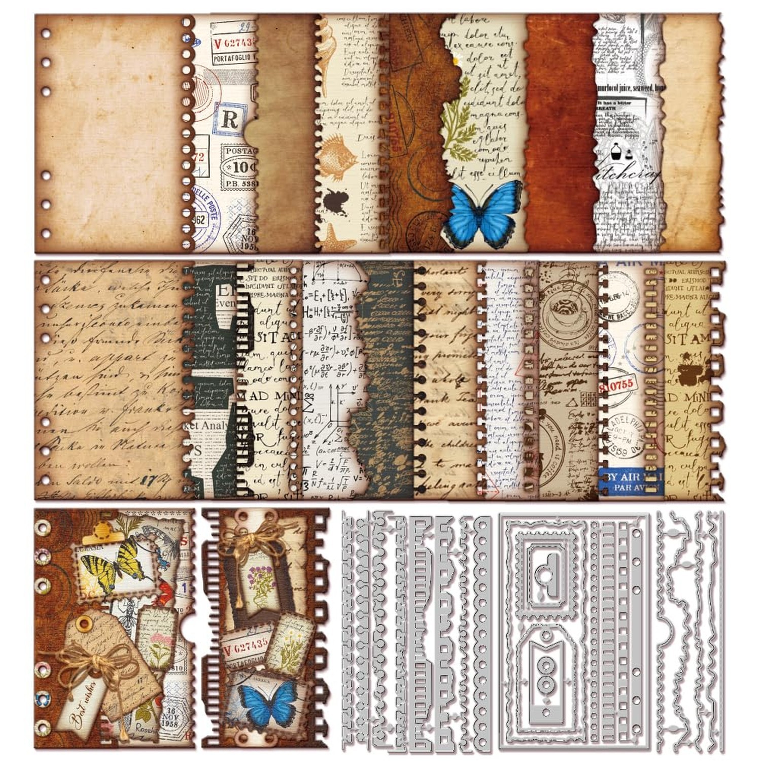GLOBLELAND Vintage Torn Edge Interface Label Cutting Dies for DIY Scrapbookin...